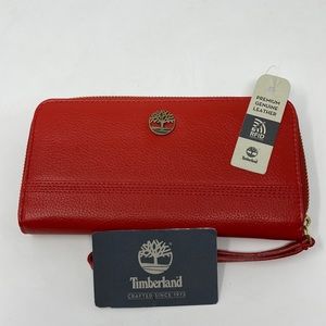 Timberland Cherry Red Leather Womens Wallet RFID Protection NWT $50